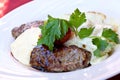 Sirloin strip Steak with vegetables and savory bec Royalty Free Stock Photo