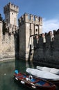 Sirmione Castle with its moat, Garda Lake, Italy Royalty Free Stock Photo