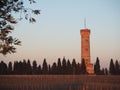 Sirmione, Garda Lake, Italy. The tower of Saint Martino at sunrise