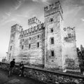 Scaliger Castle 13th century in Sirmione on Garda lake near Ve Royalty Free Stock Photo