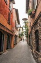 Sirmione, Italy - oct 2017: town of Sirmione, colorful street view, tourist destination in Lombardy region of Italy.Lago di Garda Royalty Free Stock Photo