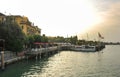 Sirmione, Italy - oct 2017: town of Sirmione, colorful street view, tourist destination in Lombardy region of Italy.Lago di Garda Royalty Free Stock Photo