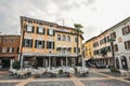 Sirmione, Italy - oct 2017: town of Sirmione, colorful street view, tourist destination in Lombardy region of Italy.Lago di Garda Royalty Free Stock Photo