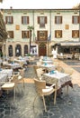 Sirmione, Italy - oct 2017: town of Sirmione, colorful street view, tourist destination in Lombardy region of Italy.Lago di Garda Royalty Free Stock Photo