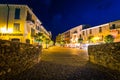 Sirmione, Italy - October 25, 2019: Architecture of the village at the Scaligero Castle over the Garda lake in Sirmione, Italy Royalty Free Stock Photo