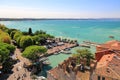 Grottoes of Catullus seen from the lake Garda. Sirmione, Italy, Europe. Royalty Free Stock Photo