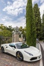 White Ferrari car in Sirmione Italy.