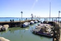 Sirmione, Lake Garda, Italy - 28 March 2023 Motorboats at harbour of Sirmione