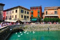 Busy town square in Sirmione, Italy