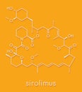 Sirolimus rapamycin immunosuppressive drug molecule. Used to prevent transplant rejection and in coronary stent coating.. Royalty Free Stock Photo