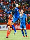 SISAKET THAILAND-AUGUST 13: Prathan Mansiri of PTT Rayong FC. Royalty Free Stock Photo