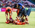 SISAKET THAILAND-JULY 23: First aid team of Sisaket FC. (blue)