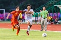 SISAKET THAILAND-JUNE 8: Weerawut Kayem of Muangthong Utd. Royalty Free Stock Photo