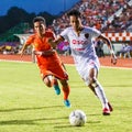 SISAKET THAILAND-JUNE 8: Weerawut Kayem of Muangthong Utd. Royalty Free Stock Photo