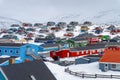 sisimiut greenland panoramic cityscape with colorful houses Royalty Free Stock Photo