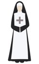 Sister of mercy. Nun in black. Nurse. Flat style