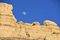 Sister Moon overlooking Sandy Loess Formations on Hanford Reach Royalty Free Stock Photo