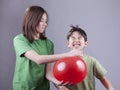 Sister tricks brother. Royalty Free Stock Photo