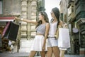 Sisters doing shopping Royalty Free Stock Photo