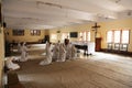 Sisters of Mother Teresa`s Missionaries of Charity in prayer in the chapel of the Mother House, Kolkata Royalty Free Stock Photo