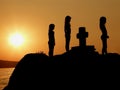 Sisters in prayer on sunset Royalty Free Stock Photo