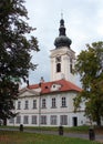 Sisters Premonstratensians Convent, Prelature 1692 Baroque building with the clocktower, Doksany, Czechia Royalty Free Stock Photo