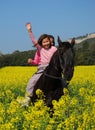 Sisters twins and horse