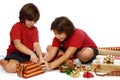 Sisters Wrapping for Christmas Royalty Free Stock Photo