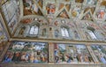 The Sistine Chapel. Former house church in the Vatican. Frescoes. The calling of Moses. Circumcision of the son of Moses. Crossing Royalty Free Stock Photo