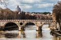 Sisto Bridge and the dome of Saint Peter. Rome Italy Royalty Free Stock Photo