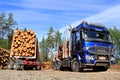 Sisu Logging Truck and Trailer Full of Wood