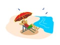 sit relaxing vacation on the beach during holidays illustration Royalty Free Stock Photo
