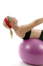 Sit ups middle age woman fitness core ball Royalty Free Stock Photo
