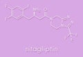 Sitagliptin diabetes drug molecule. Skeletal formula.