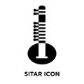 Sitar icon vector isolated on white background, logo concept of