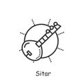 Sitar line icon. Editable vector illustration