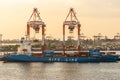 SITC Line container ship is being loaded in South Harbor, Manila, Philippines