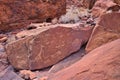 Site of ancient petroglyphs. Carved with giraffes, horses and other animals. Royalty Free Stock Photo