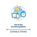 Site and app use demographics concept icon