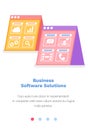 Site with business software solution. Webpage template illustration. Program for studying statistics