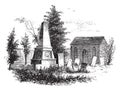 Paulding`s Monument and St. Peter`s Church,vintage illustration