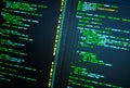 Site developing. Php code on the computer. Programming concept. Macro shot Royalty Free Stock Photo