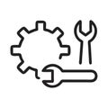Site Maintenance icon Troubleshooting icon tools icon line art outline vector on a white background