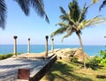 Site for meditations with columns on the edge of the rock over the ocean, Kerala, India