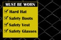 Site safety signs construction site Royalty Free Stock Photo