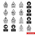 Site security signs icon set of black and white types. Isolated vector sign symbols. Icon pack