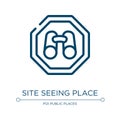 Site seeing place icon. Linear vector illustration from indications collection. Outline site seeing place icon vector. Thin line