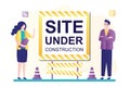 Site under construction webpage. Error 404. Page is not found. People report problem on site. Internet connection problem Royalty Free Stock Photo