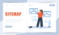 Sitemap concept. Landing page template. Website navigation for the user. Female Developer creation Strategy. UX designer