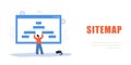 Sitemap Creation concept. Female Developer optimization site structure. Website navigation for the user. Vector